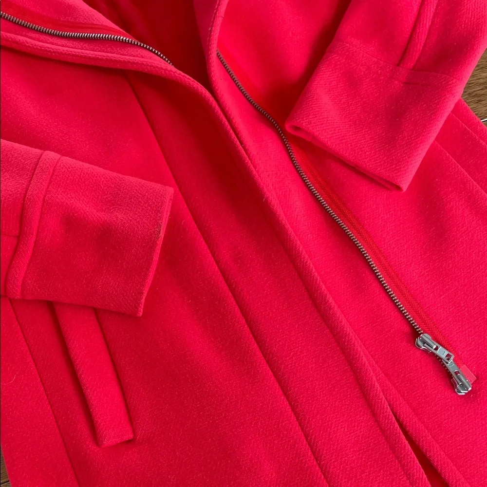 J. Crew Bold Red Stadium Cloth Coat - Picture 3 of 4